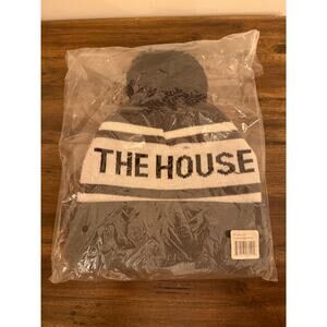 The House Gray and White Winter Pom Pom Hat Beanie NWT